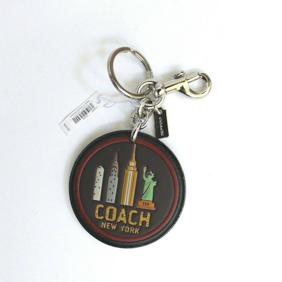 Coach Accessories - Coach Round Leather Glitter New York Keyring Charm